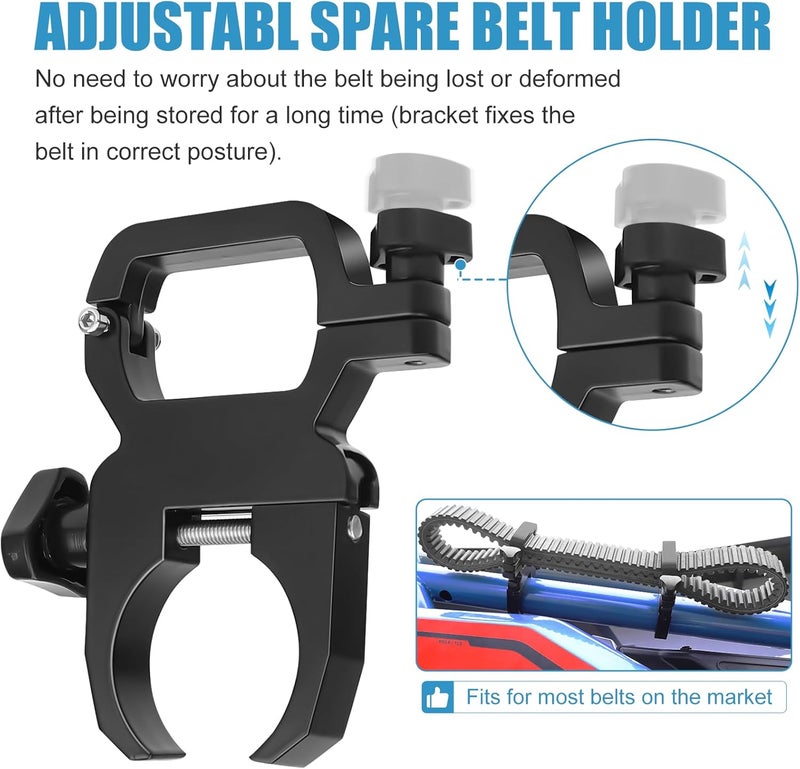 Drieaco Store 2PCS UTV Drive Belt Holder Fit 1-2" Roll Bar, Universal Spare Belt Mount Adjustable Metal Drive Belt Bracket for Can Am Maverick x3 Defender Polaris RZR Ranger KRX Teryx Mule Talon Pioneer SXS - Image 4